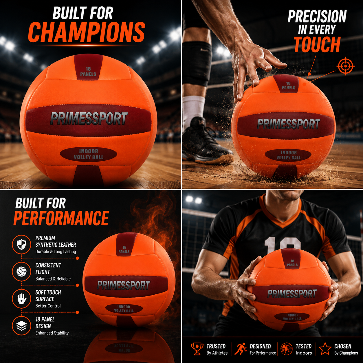 TPU MACHINE STITCHED – INDOOR & BEACH VOLLEYBALL – 18 PANELS Article # SS-VB-02