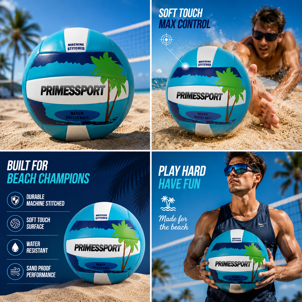 TPU MACHINE STITCHED – INDOOR & BEACH VOLLEYBALL – 18 PANELS Article # SS-VB-03